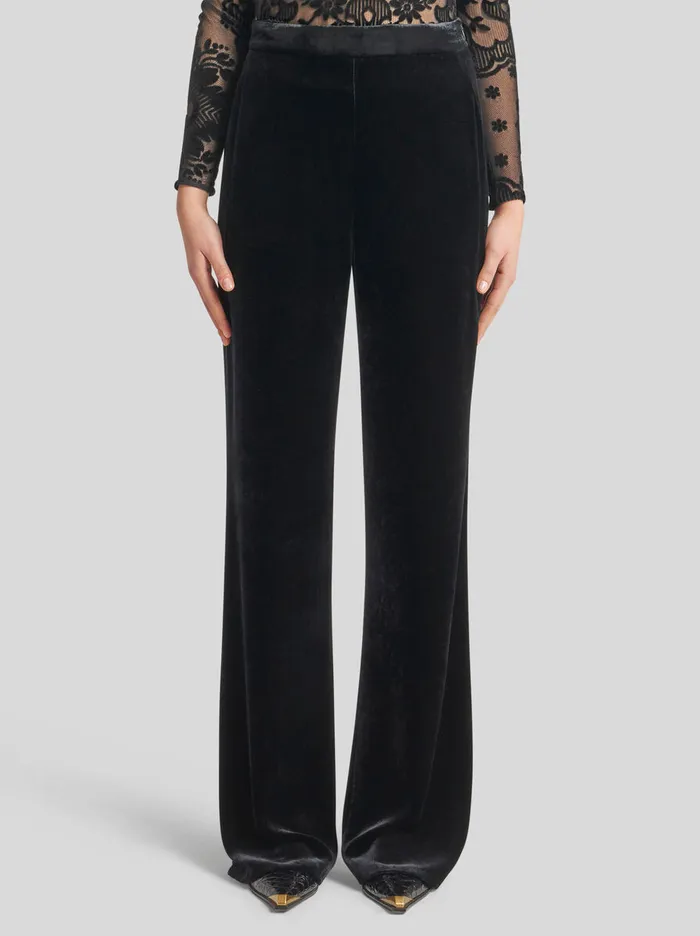 Women Etro Trousers Velvet Palazzo Trousers Black Women Etro Trousers Velvet Palazzo Trousers Black