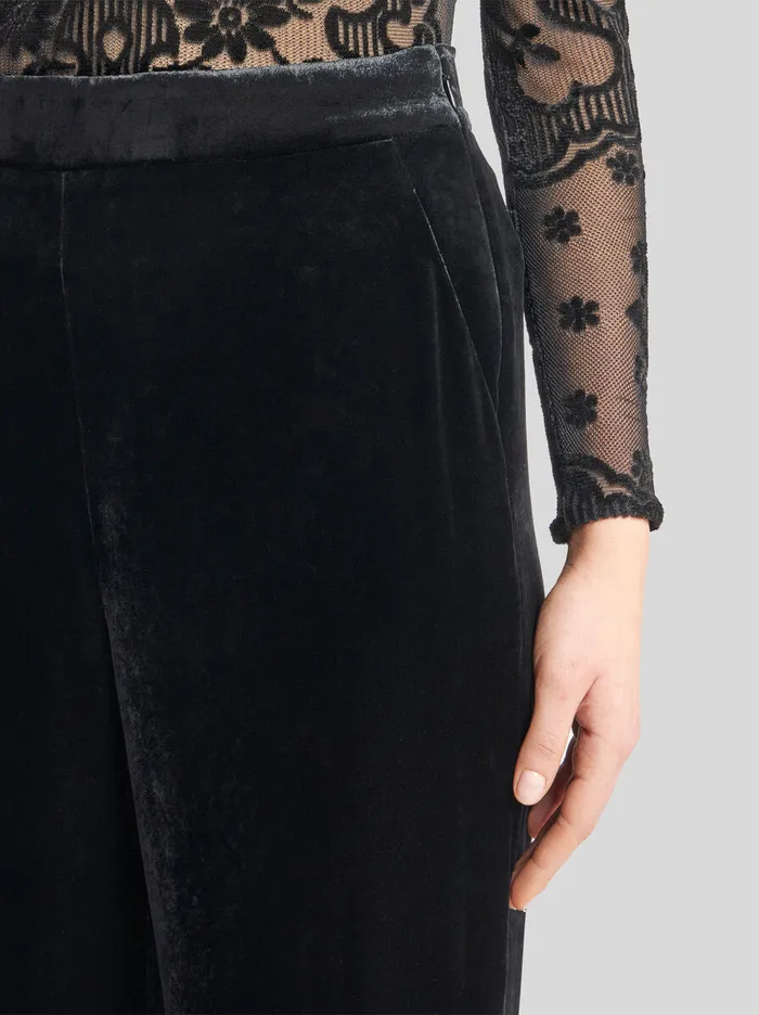 Women Etro Trousers Velvet Palazzo Trousers Black Women Etro Trousers Velvet Palazzo Trousers Black