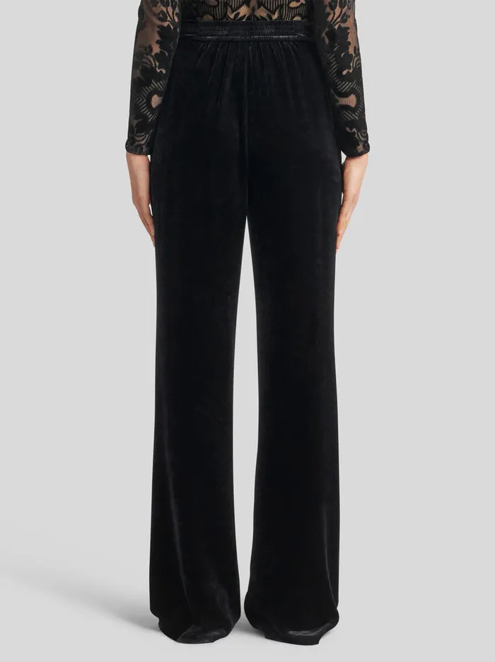 Women Etro Trousers Velvet Palazzo Trousers Black Women Etro Trousers Velvet Palazzo Trousers Black
