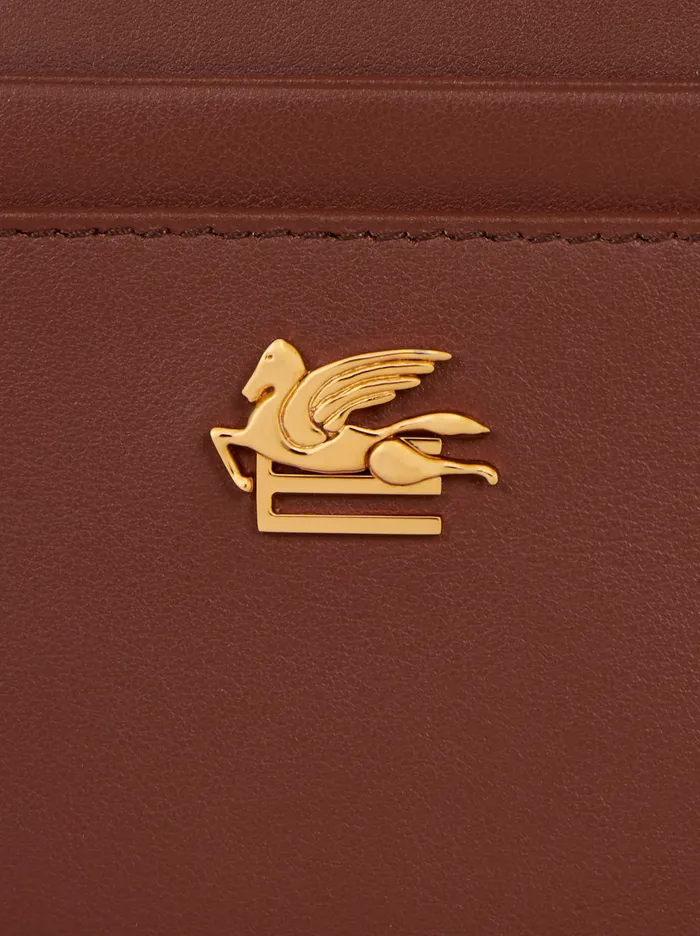 Women Etro Wallets And Credit Card Holder Leather Credit Card Holder With Pegaso Brown Women Etro Wallets And Credit Card Holder Leather Credit Card Holder With Pegaso Brown