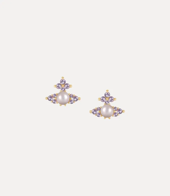 Women Feodora Earrings Goldlightpurpleczcrystalrosalinepearl Vivienne Westwood Earrings Women Feodora Earrings Goldlightpurpleczcrystalrosalinepearl Vivienne Westwood Earrings