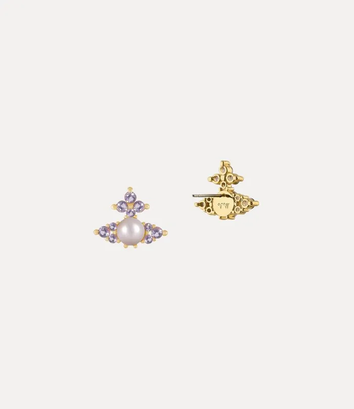 Women Feodora Earrings Goldlightpurpleczcrystalrosalinepearl Vivienne Westwood Earrings