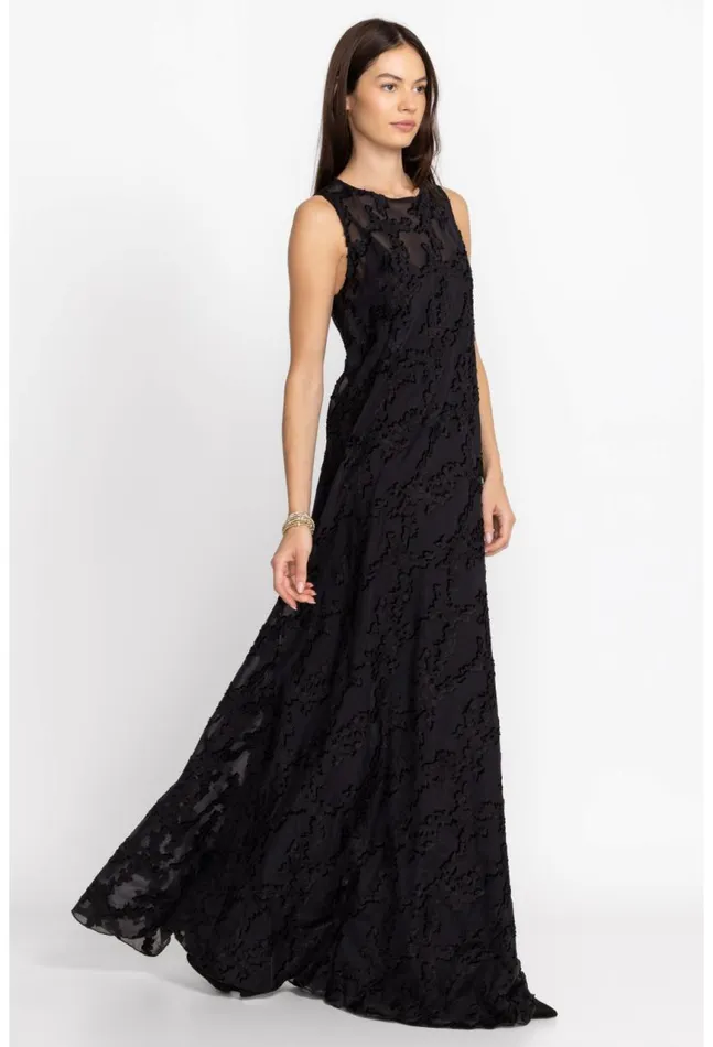 Women Flower Jacquard Maxi Dress Black Johnny Was Dresses