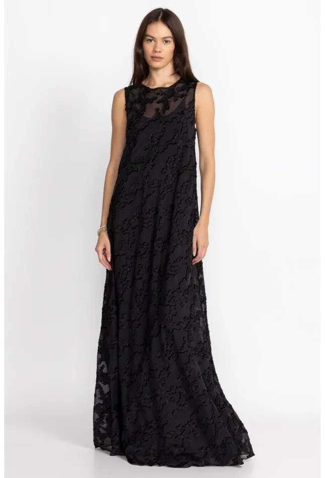 Women Flower Jacquard Maxi Dress Black Johnny Was Dresses