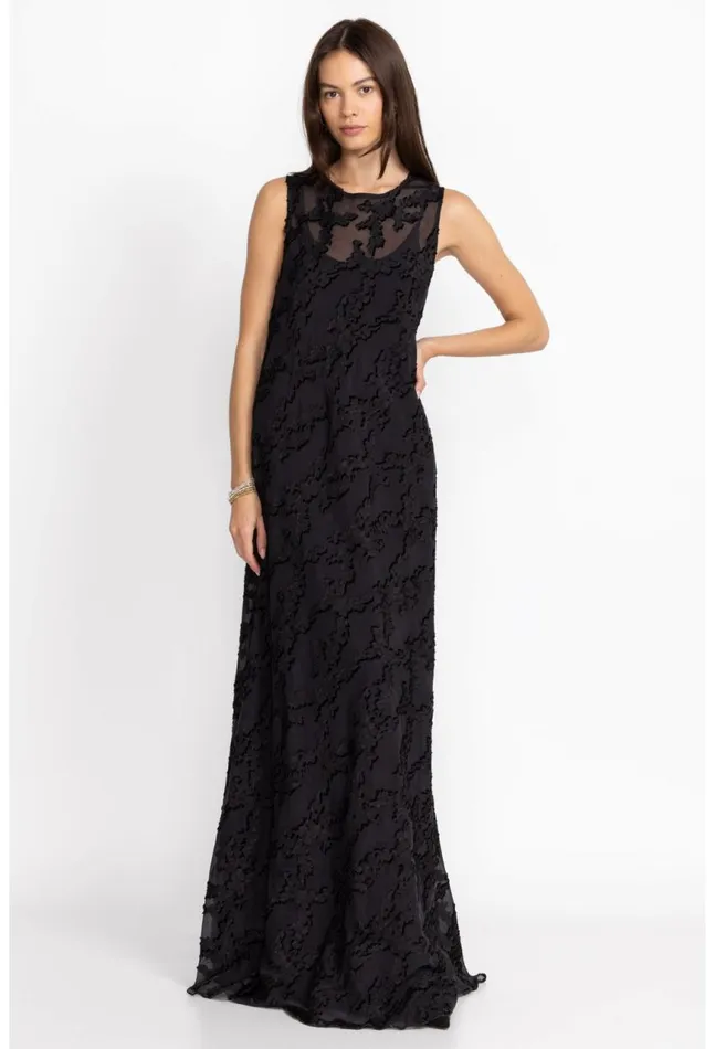 Women Flower Jacquard Maxi Dress Black Johnny Was Dresses