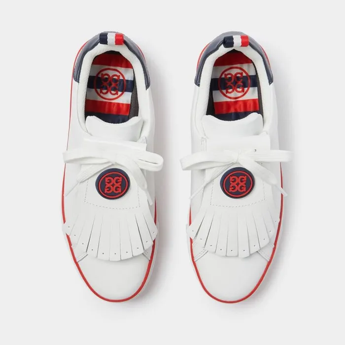 Women GFORE White Contrast Accent Kiltie Durf Golf Shoes
