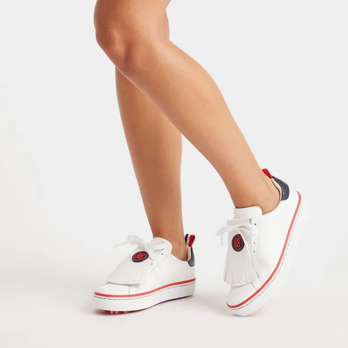 Women GFORE White Contrast Accent Kiltie Durf Golf Shoes