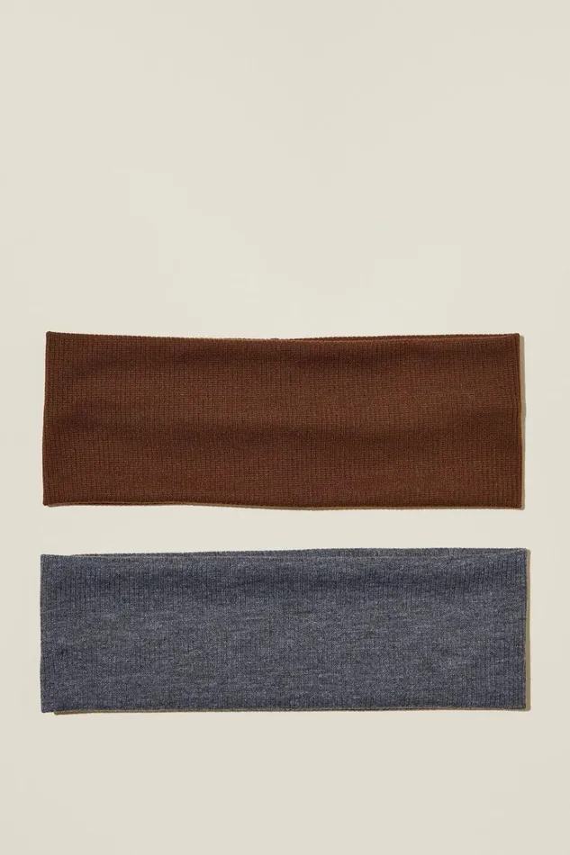 Women Hair Accessories Cotton On 2Pk Soft Headband Dark Oak and Grey Marle