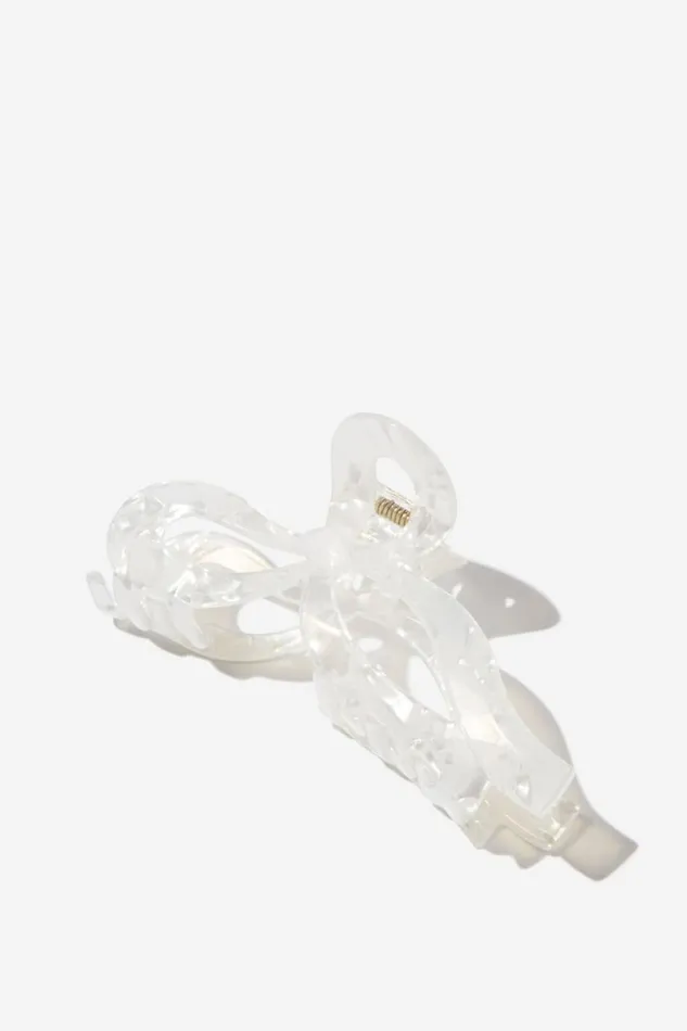 Women Hair Accessories Cotton On Lily Hair Claw Bright White Marble Bow