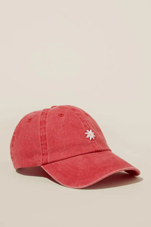 Women Hats Cotton On Classic Dad Cap Daisy Chainwashed Red