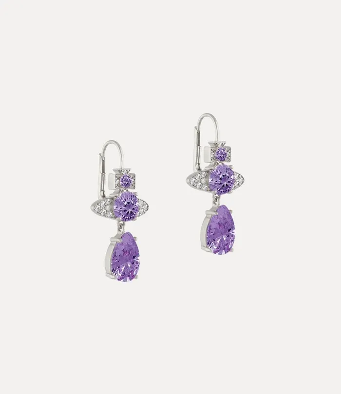 Women Ismene Drop Earrings Platinumlavenderwhitecz Vivienne Westwood Classic Styles Women Ismene Drop Earrings Platinumlavenderwhitecz Vivienne Westwood Classic Styles