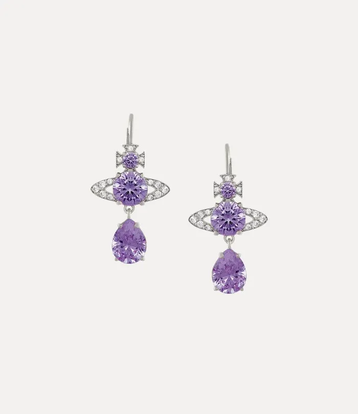 Women Ismene Drop Earrings Platinumlavenderwhitecz Vivienne Westwood Classic Styles Women Ismene Drop Earrings Platinumlavenderwhitecz Vivienne Westwood Classic Styles