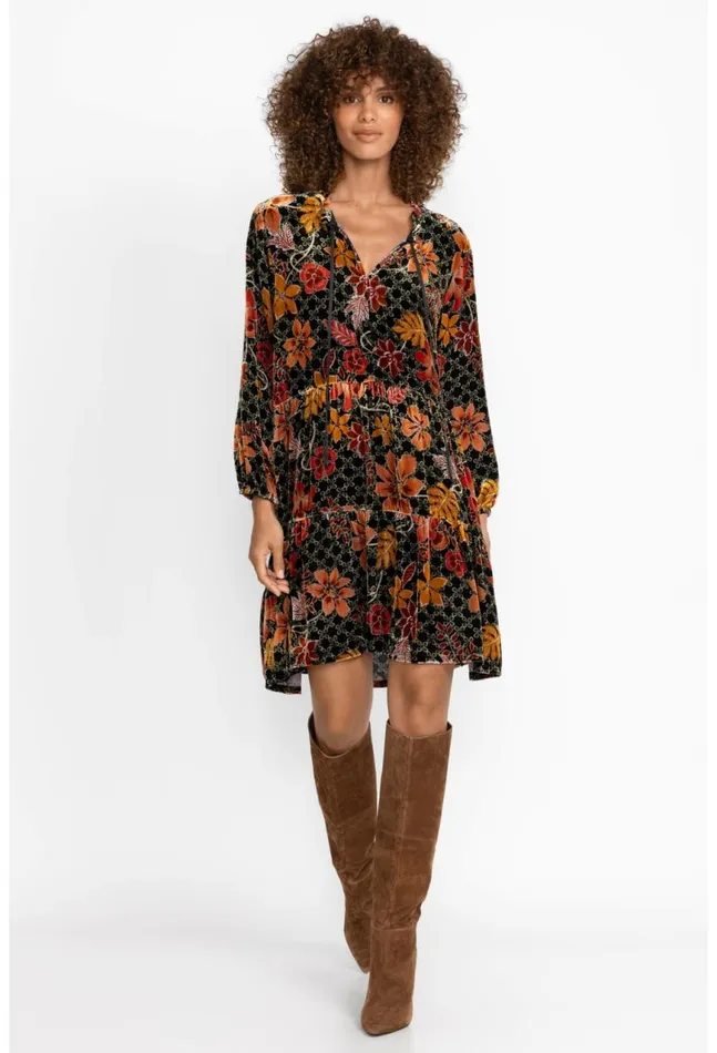 Women Jasmoon Flore Velvet Field Tiered Dress Jasmoon Flore Johnny Was Dresses
