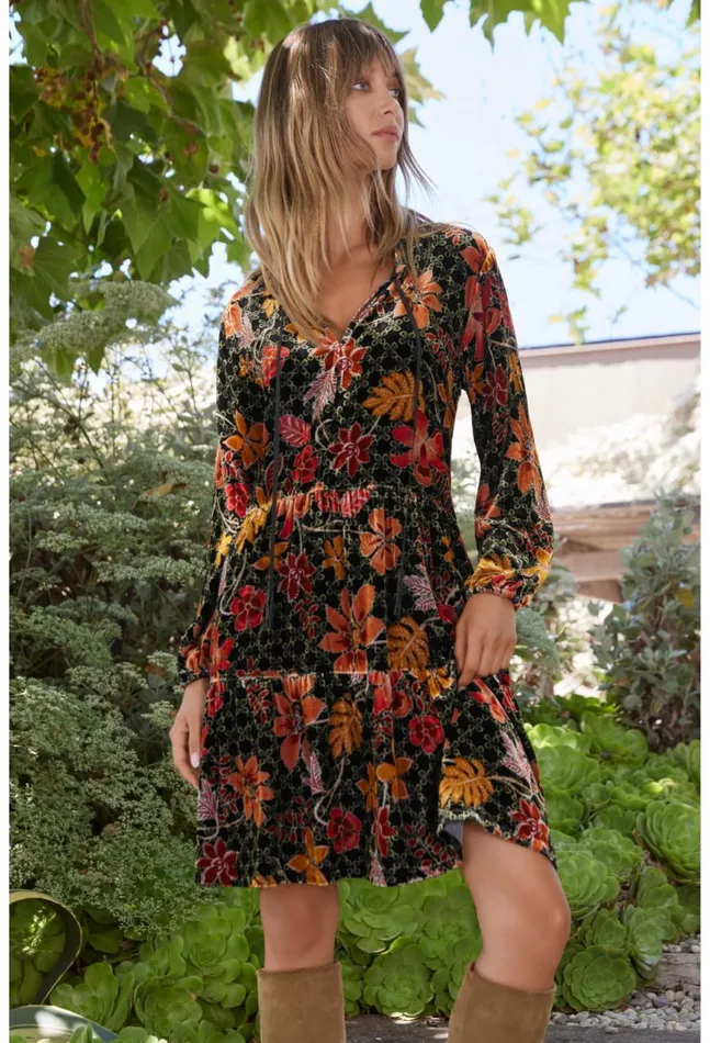 Women Jasmoon Flore Velvet Field Tiered Dress Jasmoon Flore Johnny Was Dresses