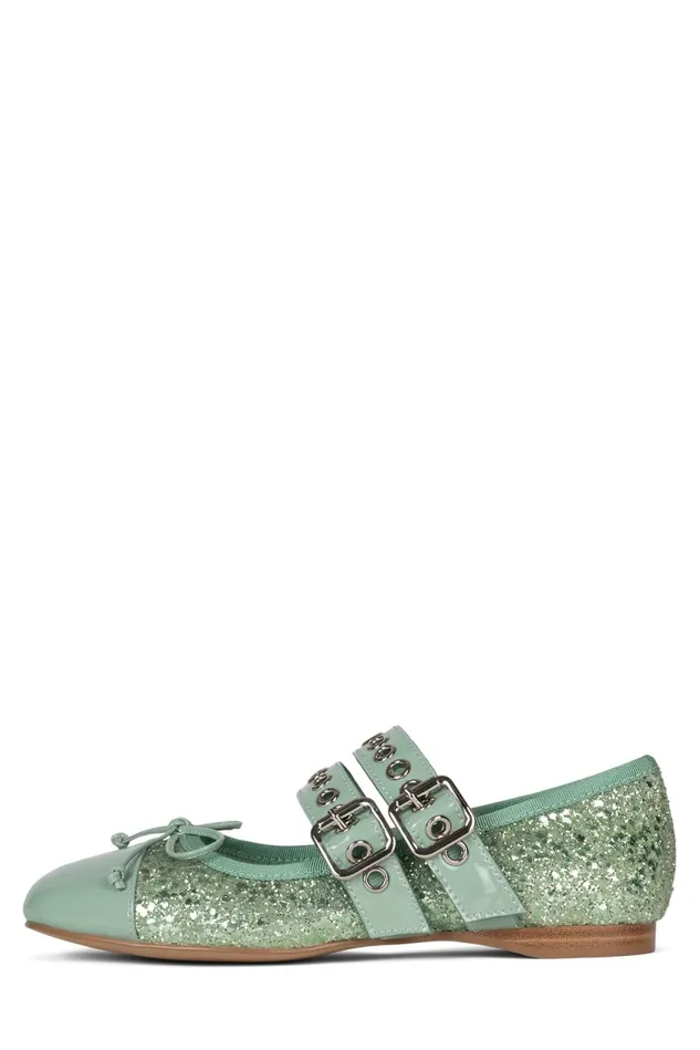 Women Jeffrey Campbell Ballet Flats BALLETIC Silver Glitter Black Combo