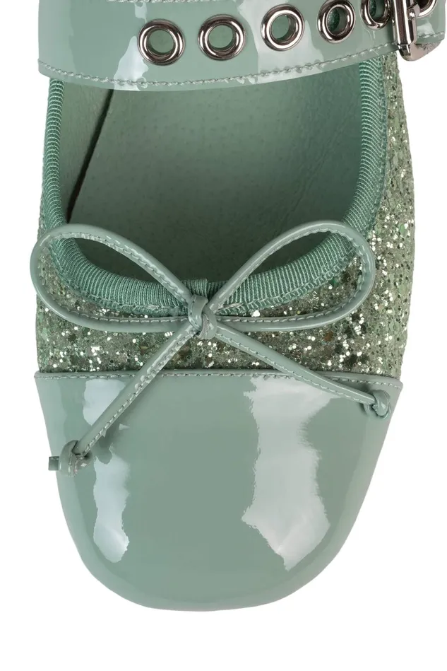 Women Jeffrey Campbell Ballet Flats BALLETIC Silver Glitter Black Combo