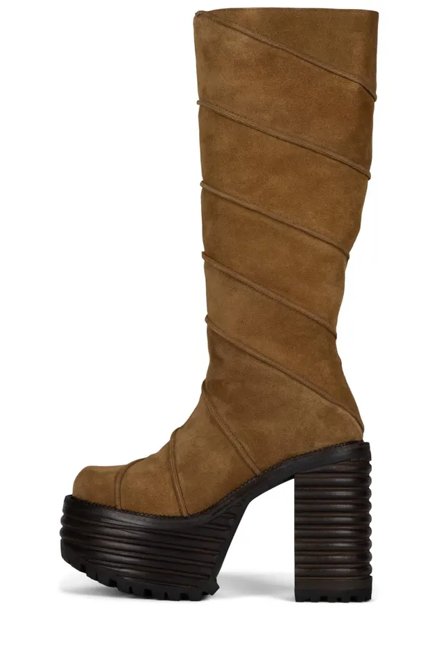 Women Jeffrey Campbell Boot CHERRYPIE Tan Oiled Suede