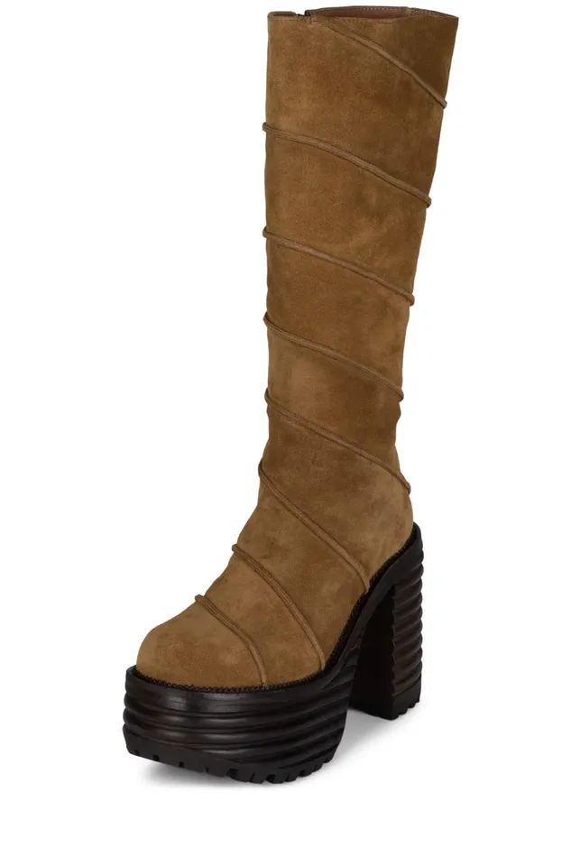 Women Jeffrey Campbell Boot CHERRYPIE Tan Oiled Suede