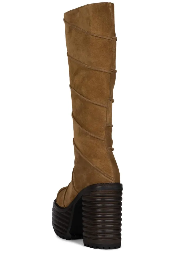 Women Jeffrey Campbell Boot CHERRYPIE Tan Oiled Suede