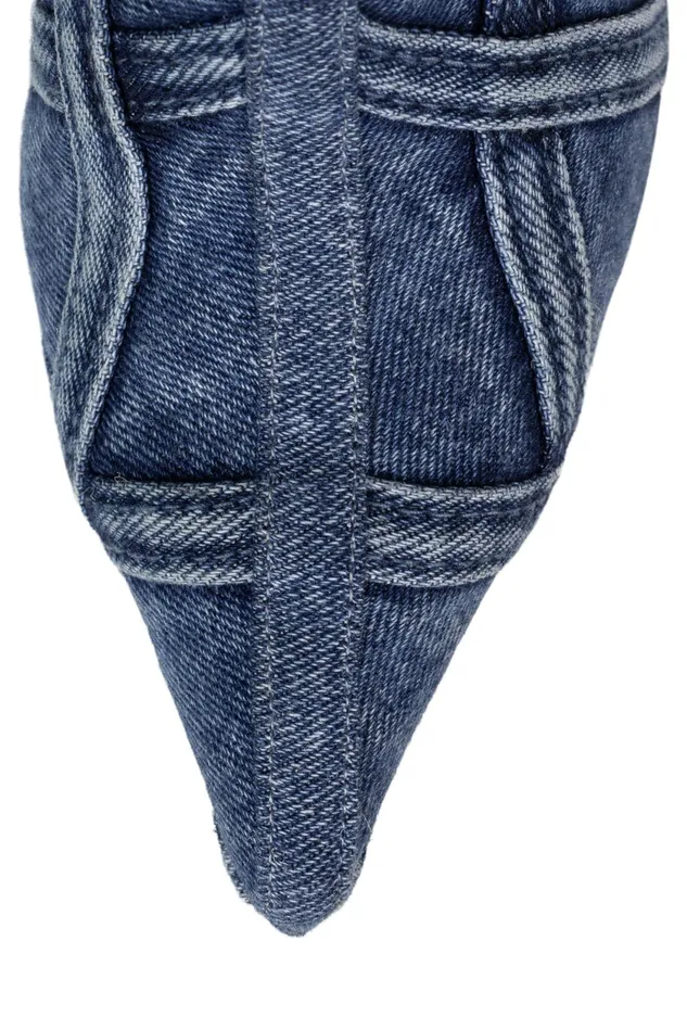 Women Jeffrey Campbell Knee To Thigh CUTEJEANS Blue Denim Combo