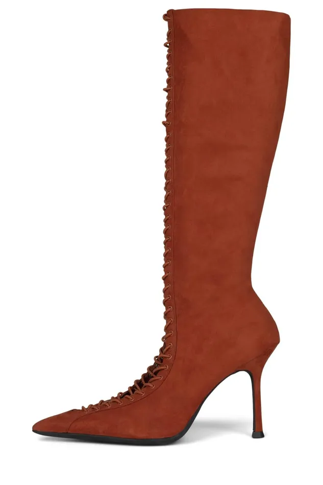Women Jeffrey Campbell Knee To Thigh DISCLOSE Orange Suede