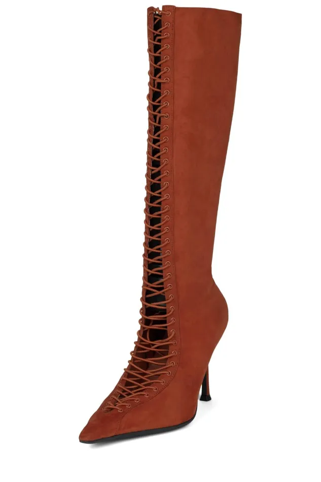 Women Jeffrey Campbell Knee To Thigh DISCLOSE Orange Suede