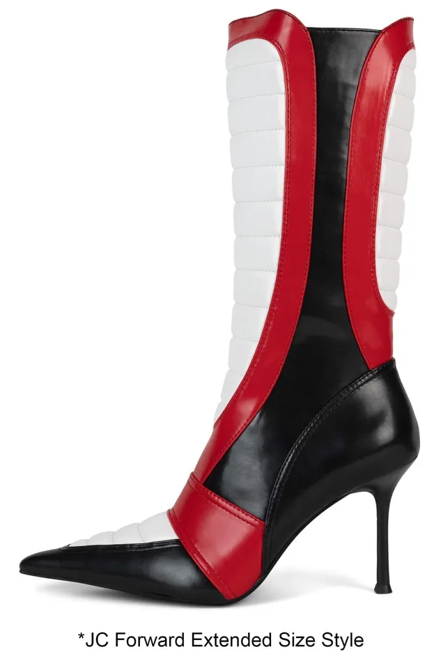 Women Jeffrey Campbell Knee To Thigh MOTOBABY Black Red White Combo