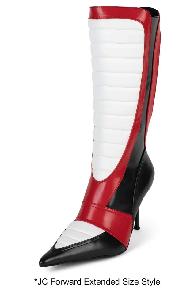 Women Jeffrey Campbell Knee To Thigh MOTOBABY Black Red White Combo