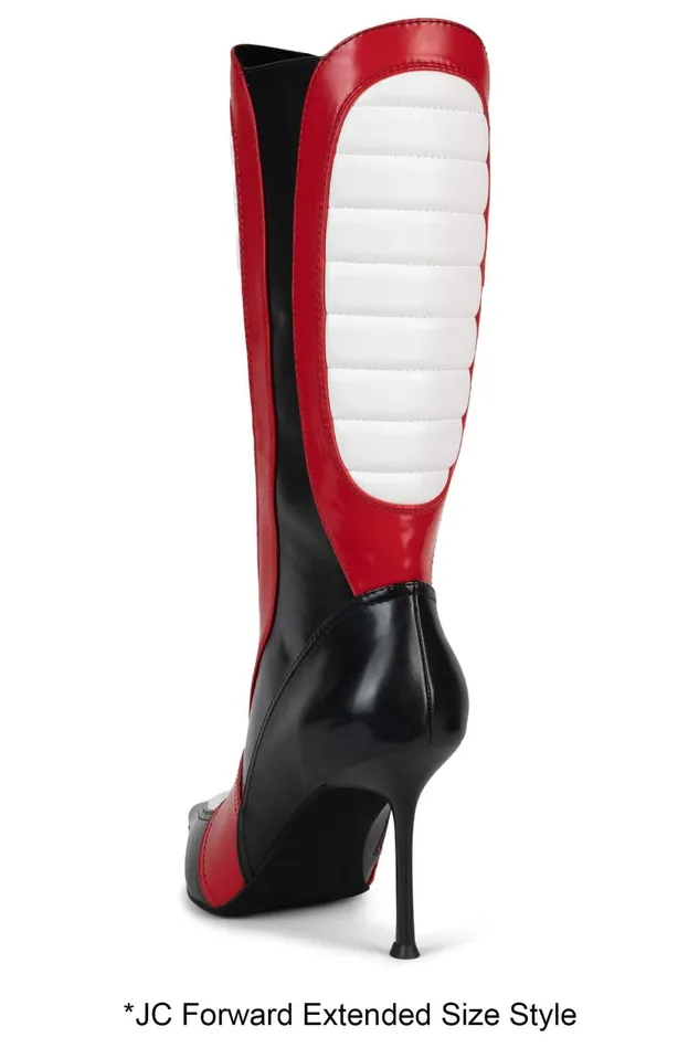 Women Jeffrey Campbell Knee To Thigh MOTOBABY Black Red White Combo