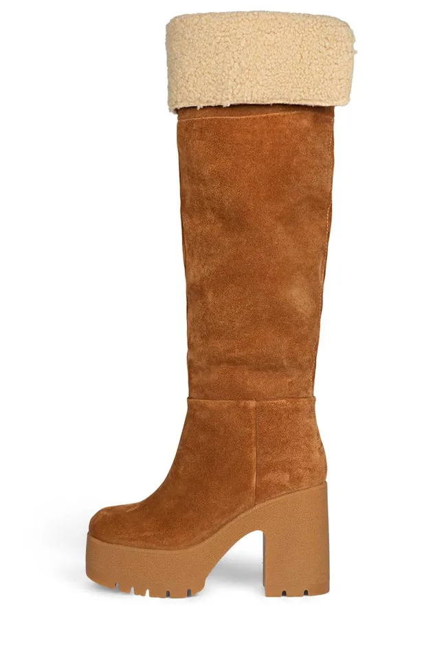 Women Jeffrey Campbell Knee To Thigh REFRESHF Tan Honey Ivory