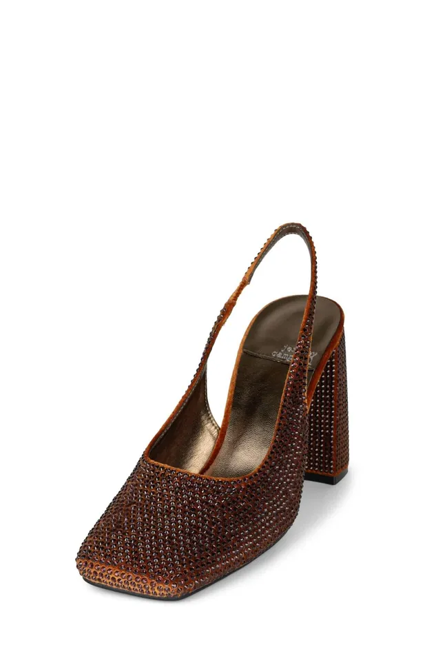 Women Jeffrey Campbell Mule BLINGBLING Brown Velvet Combo