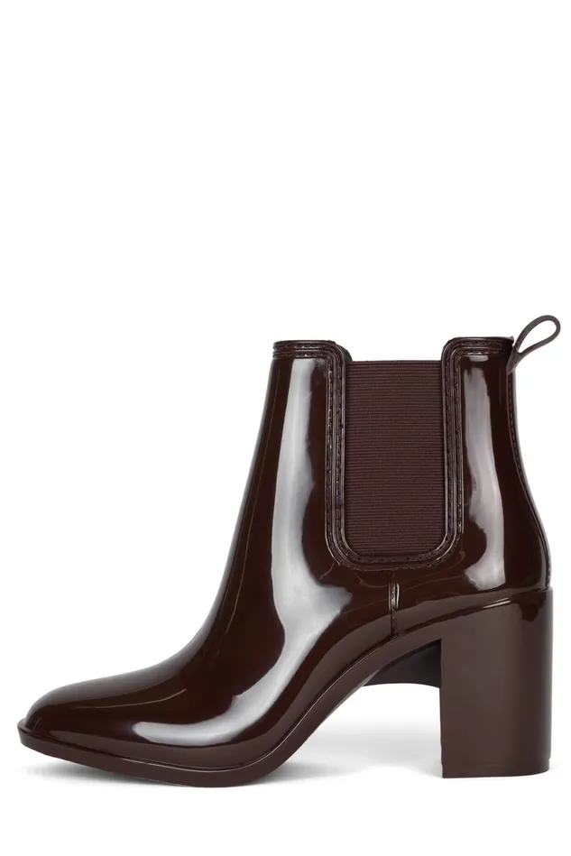 Women Jeffrey Campbell Rain Boots HURRICANE2 Brown Shiny