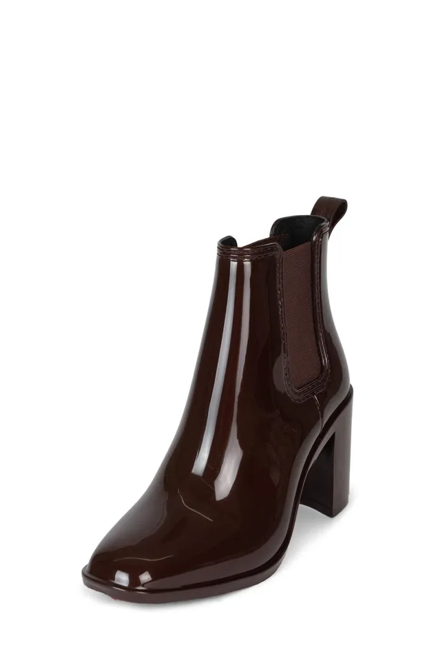 Women Jeffrey Campbell Rain Boots HURRICANE2 Brown Shiny