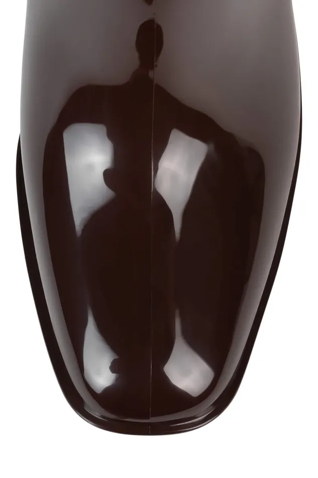 Women Jeffrey Campbell Rain Boots HURRICANE2 Brown Shiny