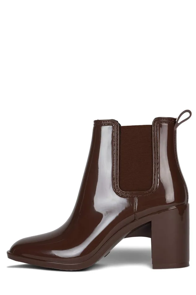 Women Jeffrey Campbell Rain Boots HURRICANE2 Brown Shiny