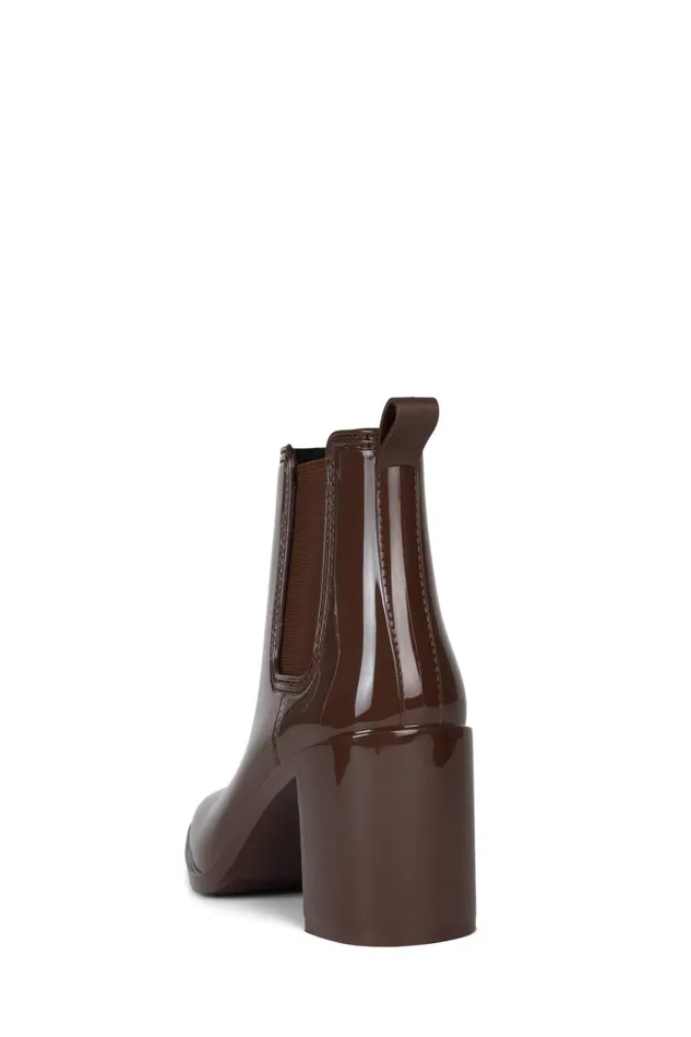 Women Jeffrey Campbell Rain Boots HURRICANE2 Brown Shiny