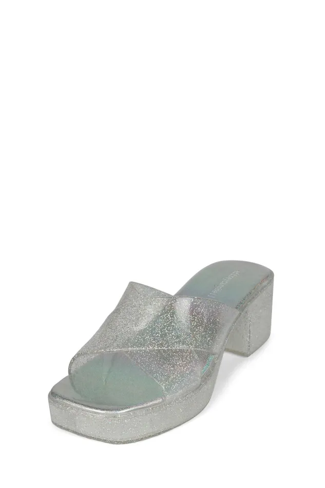 Women Jeffrey Campbell Sandal BUBBLEGUM Silver Iridescent Glitter