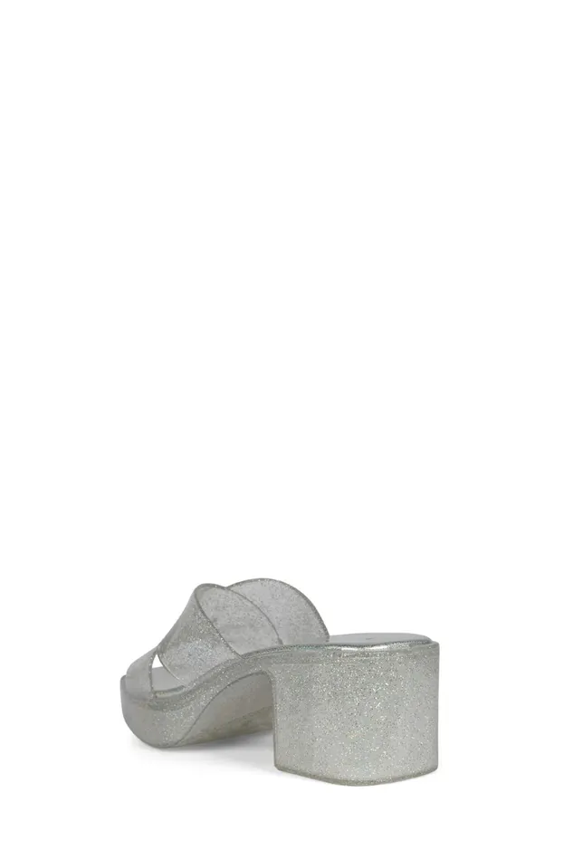 Women Jeffrey Campbell Sandal BUBBLEGUM Silver Iridescent Glitter