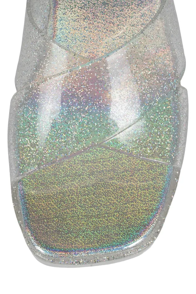 Women Jeffrey Campbell Sandal BUBBLEGUM Silver Iridescent Glitter