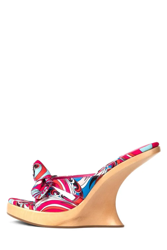 Women Jeffrey Campbell Wedge TEASING Fuchsia Blue Multi
