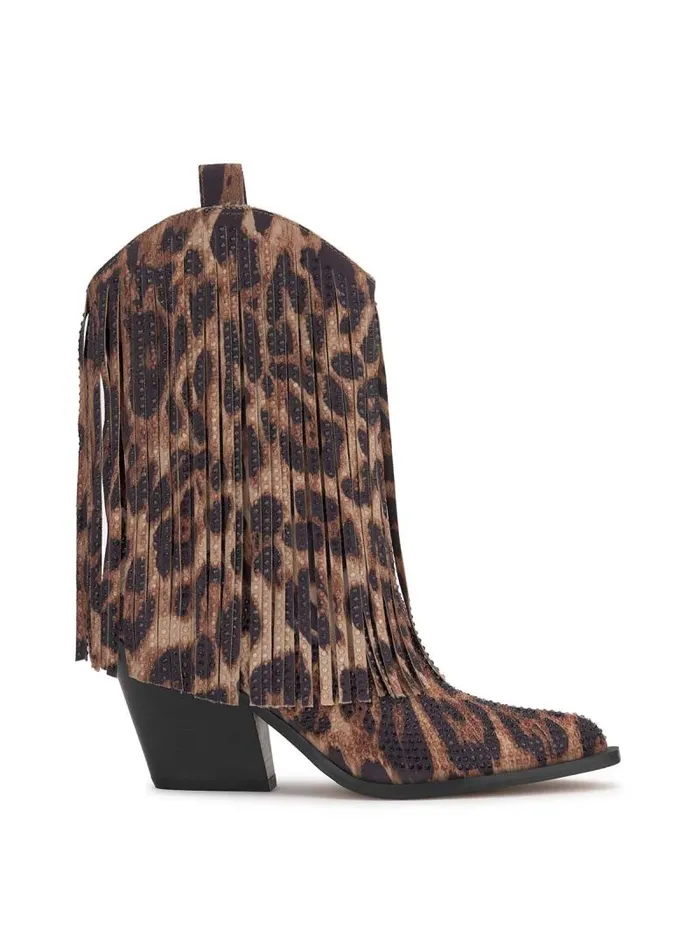 Women Jessica Simpson Boots and Booties Paredisa Fringe Bootie In Leopard