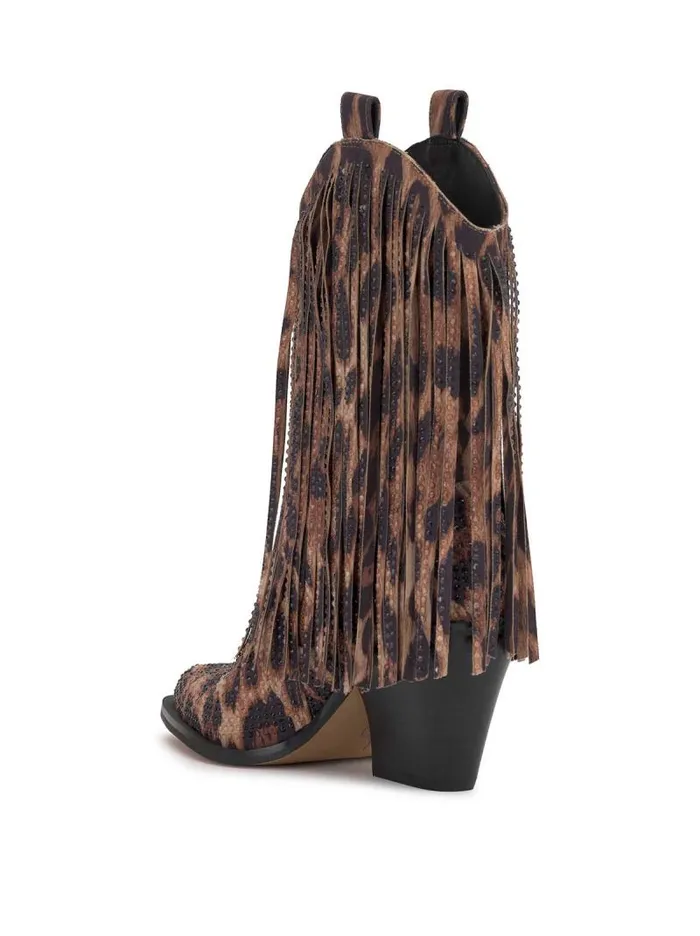 Women Jessica Simpson Boots and Booties Paredisa Fringe Bootie In Leopard