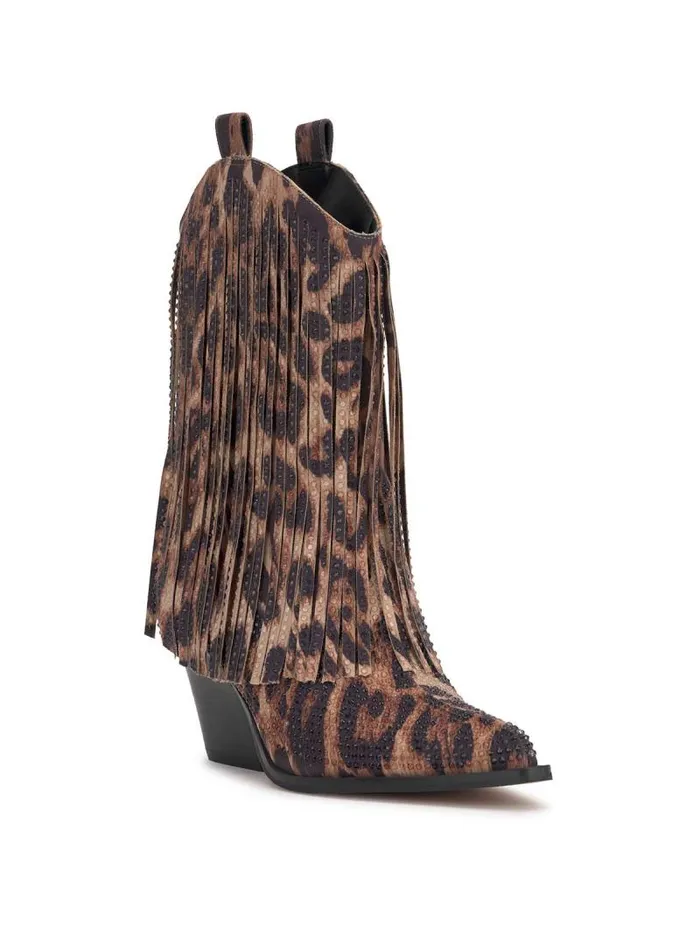 Women Jessica Simpson Boots and Booties Paredisa Fringe Bootie In Leopard