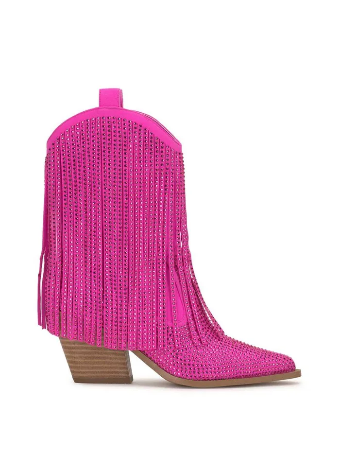 Women Jessica Simpson Boots and Booties Paredisa Fringe Bootie In Valley Pink