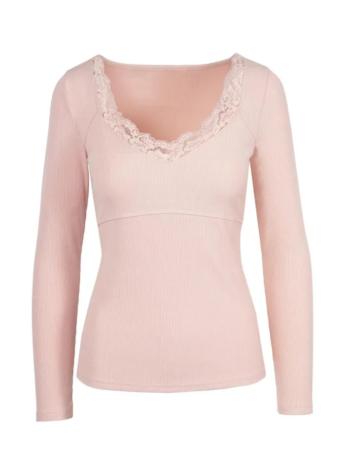 Women Jessica Simpson Tops and Tees Abbey Sweatheart Top In Silver Pink