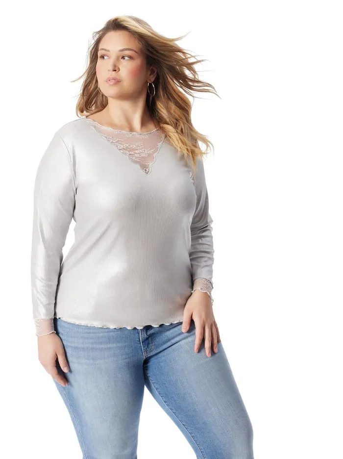 Women Jessica Simpson Tops and Tees Arielle Top In Silver Grey