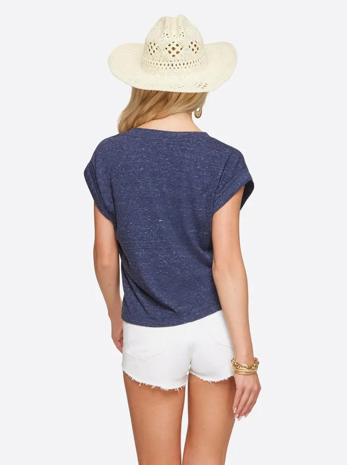 Women Jessica Simpson Tops and Tees Hester Crop Tee In Medieval Blue
