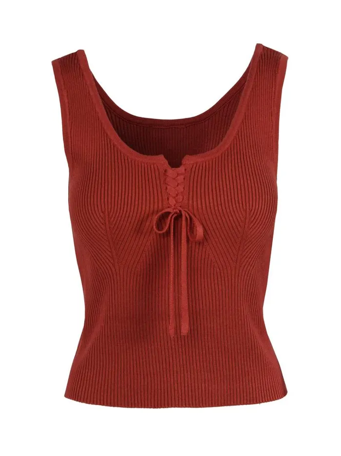 Women Jessica Simpson Tops and Tees Johanna Lace Up Tank In Chili Oil