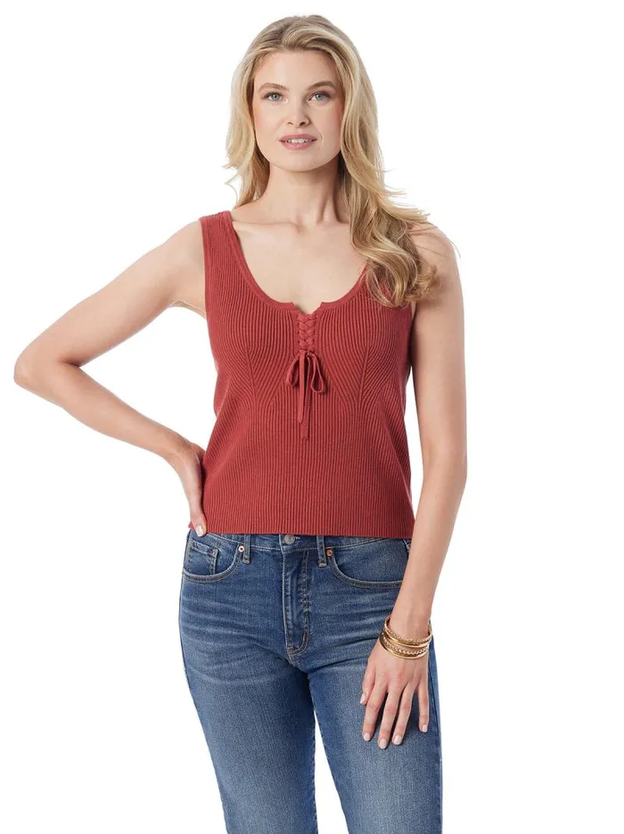 Women Jessica Simpson Tops and Tees Johanna Lace Up Tank In Chili Oil