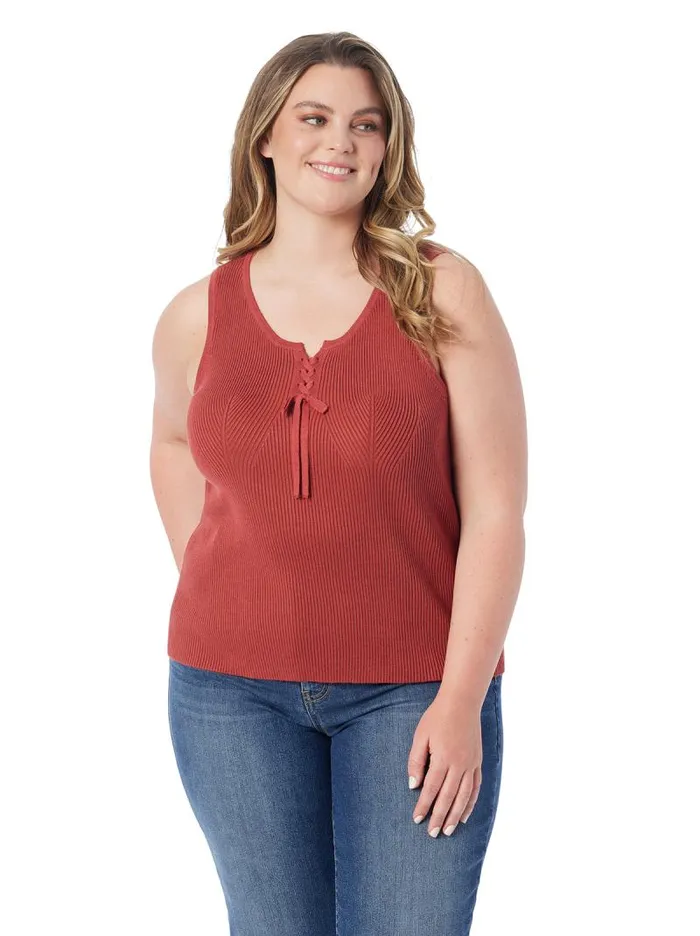 Women Jessica Simpson Tops and Tees Johanna Lace Up Tank In Chili Oil